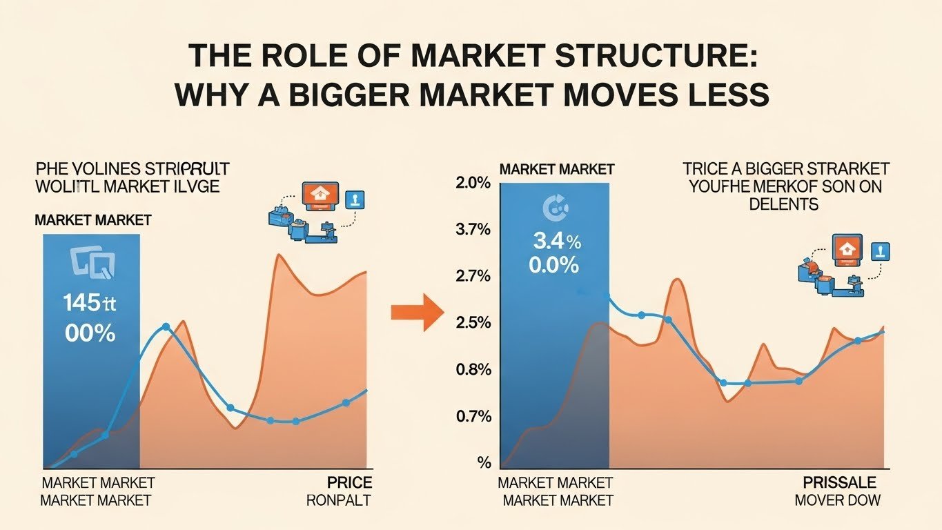 The Role of Market Structure Why a Bigger Market Moves Less