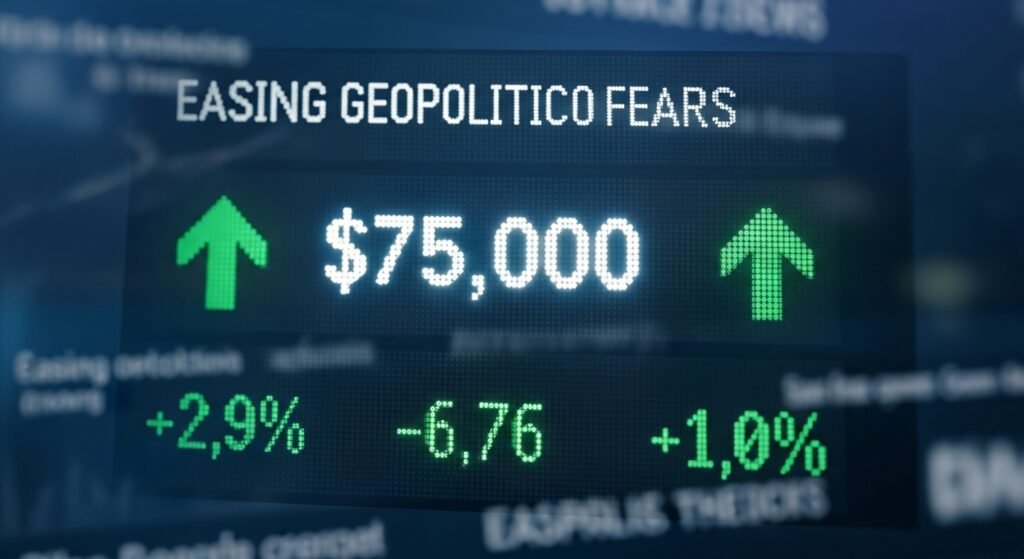 Bitcoin price today rises above $75k amid easing geopolitical fears